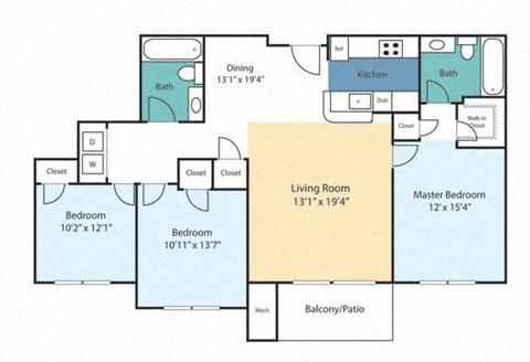 a floor plan of a home with two bedrooms and two bathrooms